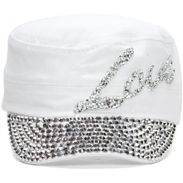 Baseball Caps Womens Love Embellished Cadet Cap - White - CK11OWA2G4D $14.89