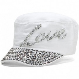 Baseball Caps Womens Love Embellished Cadet Cap - White - CK11OWA2G4D $14.89