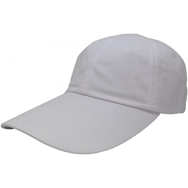 Baseball Caps Sunbuster Extra Long Bill 100% Washed Cotton Cap with Leather Adjustable Strap - White - CJ12L01OBL3 $14.82