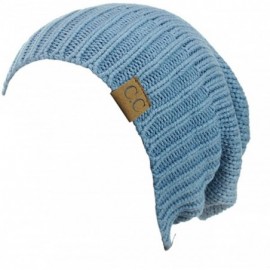 Skullies & Beanies Exclusive Two Way Cuff & Slouch Warm Knit Ribbed Beanie - Denim - CT125H8EZWP $10.31