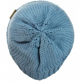 Skullies & Beanies Exclusive Two Way Cuff & Slouch Warm Knit Ribbed Beanie - Denim - CT125H8EZWP $10.31