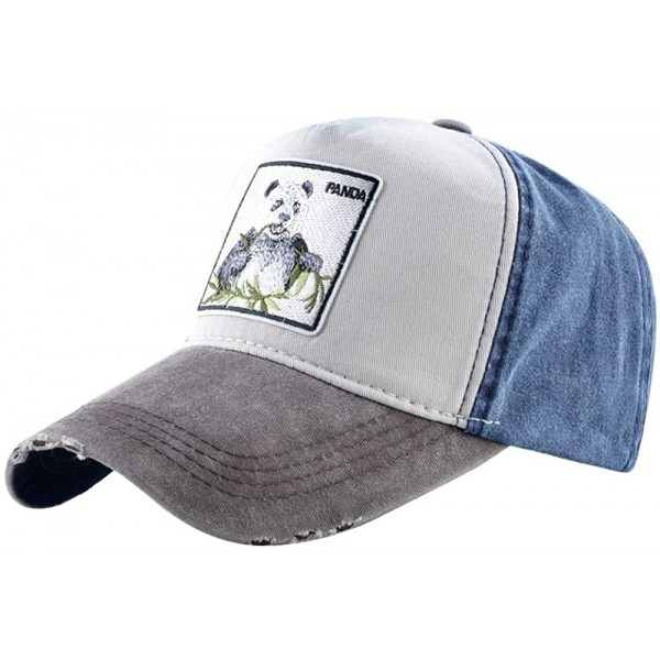 Baseball Caps Unisex Animal Embroidered Baseball Caps Strapback Square Patch Dad Hat - Grey Blue Panda - CS18RZQZIT4 $11.67