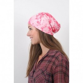 Skullies & Beanies 3 pcs. Bright Tie Dye Skull Cap Beanie 406HB - Pink - C811O31F0LX $9.42