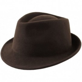 Fedoras Nude Felt Trilby Wool Felt Trilby Hat Packable Water Repellent - Marron - CR187DTXMEC $62.30