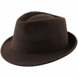 Fedoras Nude Felt Trilby Wool Felt Trilby Hat Packable Water Repellent - Marron - CR187DTXMEC $42.67