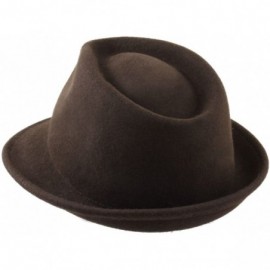 Fedoras Nude Felt Trilby Wool Felt Trilby Hat Packable Water Repellent - Marron - CR187DTXMEC $42.67