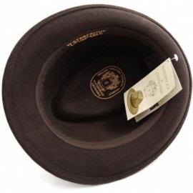 Fedoras Nude Felt Trilby Wool Felt Trilby Hat Packable Water Repellent - Marron - CR187DTXMEC $42.67