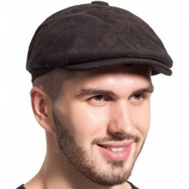 Newsboy Caps Gatsby Newsboy Hat Men Women Classic Herringbone Tweeb Flat Cap - C Brown - C9185Y0N7TI $15.88