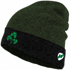 Skullies & Beanies Black/Green Shamrock Turn Up Knit Beanie Winter Hat - CU18C9RWXA8 $35.54
