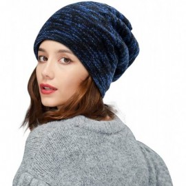 Skullies & Beanies Men Women Slouchy Thick Beanie Warm Knitted Hat Ladies Winter Loose Knit Ski Cap - Blue - C118K5O304X $19.40
