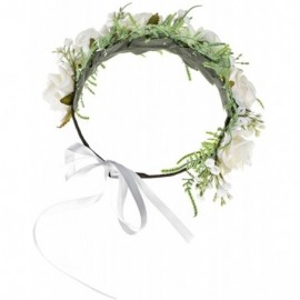 Headbands Adjustable Greenery Rose Bridal Flower Headband Maternity Photo Shoot Hair Wreath Halo FL-21 - Ivory - C718A3T50WW ...