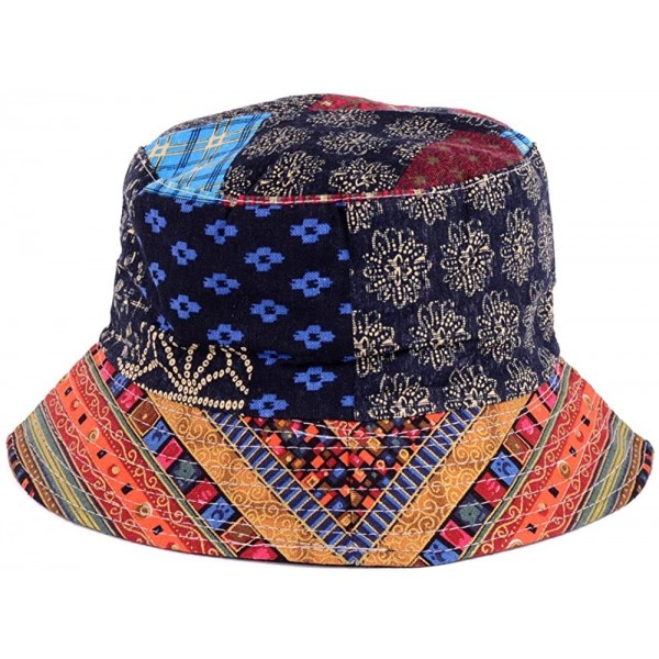Bucket Hats Packable Reversible Black Printed Fisherman Bucket Sun Hat- Many Patterns - Hippie Patch Multi Red - C112DAEA61P ...