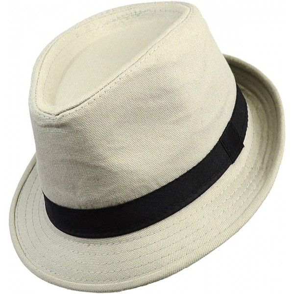 Fedoras Solid Color Summer Men's Fedora Hat - Sand - CW12EBCRK6V $11.28