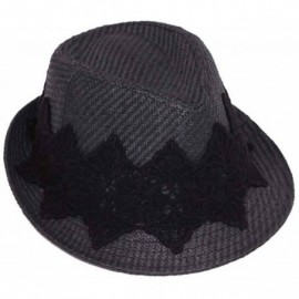 Sun Hats Womens Fedora Hat w/Floral Lace Band - Black - CP12I3TGO0B $38.78