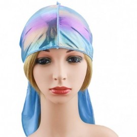 Skullies & Beanies Silky Durags for Men/Womens Waves Cap-Extra Long-Tail Hologram Headwraps for 360 Waves - A1 - Blue - C618I...