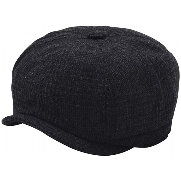 Newsboy Caps Mens Womens Soft Wool Newsboy Hat Flat Cap Ivy Stretch Driver Hunting Hat - 75-check Black - C118ATE9L4X $14.68