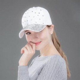 Baseball Caps Women Rhinestone Bling Baseball Cap Adjustable Studded Crystal Snapback Sun Hat - Red-silverstone - C118GZ8XLCN...