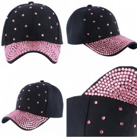 Baseball Caps Women Rhinestone Bling Baseball Cap Adjustable Studded Crystal Snapback Sun Hat - Red-silverstone - C118GZ8XLCN...