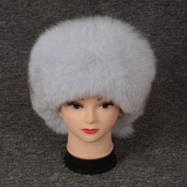 Skullies & Beanies Winter Women Real Fox Fur Trapper Hat Skiing Warm Russian Caps with Pompom Adjustable - Natural White - CV...