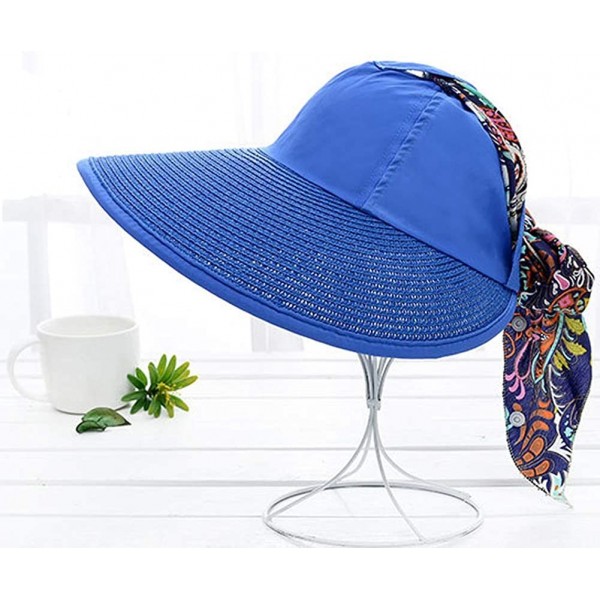 Sun Hats Sun Hat for Women Large Wide Brim Hats Girls Beach UV Protection Packable Baseball Caps - Dark Blue - CG18R8S8UND $1...