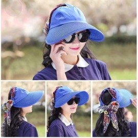 Sun Hats Sun Hat for Women Large Wide Brim Hats Girls Beach UV Protection Packable Baseball Caps - Dark Blue - CG18R8S8UND $1...