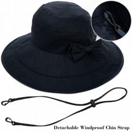 Bucket Hats Womens UPF50 Cotton Packable Sun Hats w/Chin Cord Wide Brim Stylish 54-60CM - 69038_navy - CJ18DWWW5KW $23.60