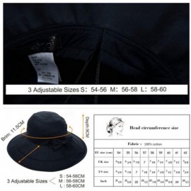 Bucket Hats Womens UPF50 Cotton Packable Sun Hats w/Chin Cord Wide Brim Stylish 54-60CM - 69038_navy - CJ18DWWW5KW $23.60