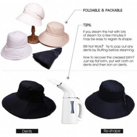 Bucket Hats Womens UPF50 Cotton Packable Sun Hats w/Chin Cord Wide Brim Stylish 54-60CM - 69038_navy - CJ18DWWW5KW $23.60