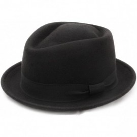 Fedoras Classic Diamond Porkpie Wool Felt Pork Pie Hat - Noir - CI18MC7Y3O0 $36.07