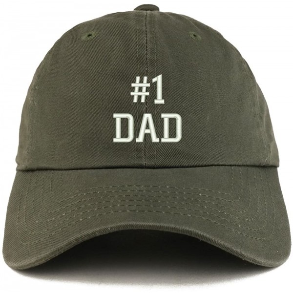 Baseball Caps Number 1 Dad Embroidered Low Profile Soft Cotton Dad Hat Cap - Olive - CW18D540Z00 $16.14