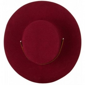 Fedoras Women's Wool Felt Suede Chin Cord Stiff Brim Bolero Fedora Hat - Burgundy - CJ18YAQ3459 $50.41