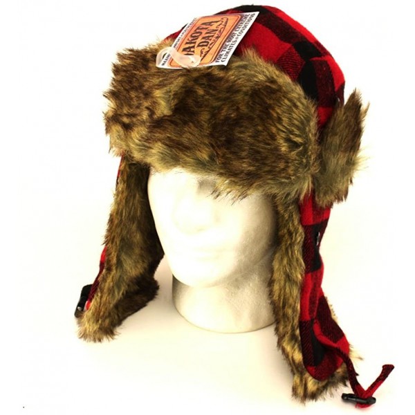 Bomber Hats Trooper Ear Flap Cap w/Faux Fur Lining Hat - Buffalo Plaid - C3113S2OSUR $19.89