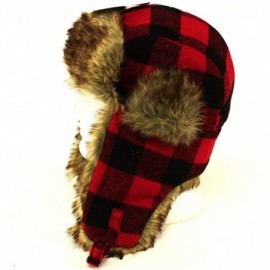 Bomber Hats Trooper Ear Flap Cap w/Faux Fur Lining Hat - Buffalo Plaid - C3113S2OSUR $19.89