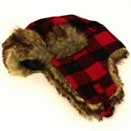 Bomber Hats Trooper Ear Flap Cap w/Faux Fur Lining Hat - Buffalo Plaid - C3113S2OSUR $19.89