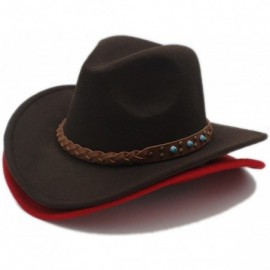Cowboy Hats Winter Spring Western Cowboy Hat for Womem Men Wide Brim Cowgirl Jazz Cap with The Belt - 1 - CZ184XCS7T4 $44.66