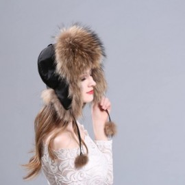 Bomber Hats Women's Winter Aviator Trapper Hat Genuine Fox Raccoon Fur Russian Ushanka Hat - Natural Raccoon - C412NGDV9V7 $2...