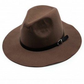 Fedoras Women Or Men Woolen Plain Black Felt Fedora - Brown-001 - CT12N1IQ88Q $15.76