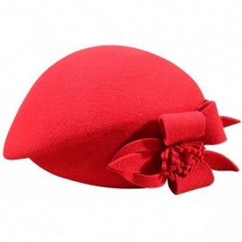 Berets Womens Beret French Beret Retro Large Flower Hat Beanie Cap for Ladies - Red - CA18L7NAYCR $35.06