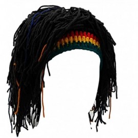 Skullies & Beanies Funny Wig Beard Hats Handmade Knitted Beanie Rasta Hat with Dreadlocks Christmas Halloween Caps - Black Be...