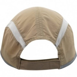 Baseball Caps Foldable Mesh Sports Cap with Reflective Stripe Breathable Sun Runner Cap - Khaki - C917YKTKQD6 $11.28