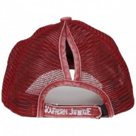 Baseball Caps High Ponytail Bun Trucker Mesh Vented Baseball Hat Cap - Baseball Yall Maroon Red - CX18IRWY4LM $13.72