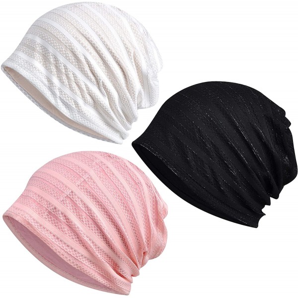 Skullies & Beanies Women's Baggy Slouchy Beanie Chemo Cap for Cancer Patients - 3 Pack - CB18UT2DT2Q $18.01