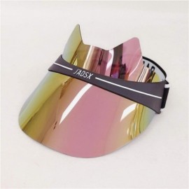 Sun Hats Plastic Sun Visor UV Hat Protection Cap Hologram Wide Brim Outdoor Sports Headband Cap - Z-pink - CN18USMTN6H $8.07