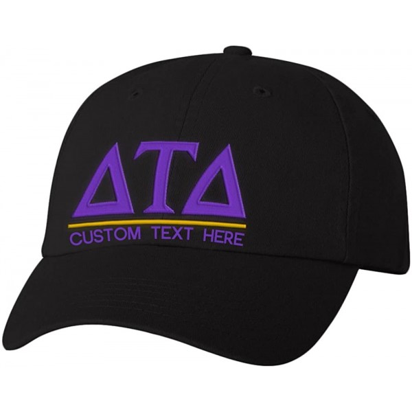 Sun Hats Personalized Delta Tau Delta DTD Greek Line Hat - Black - C318C597OAC $32.69