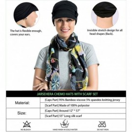 Newsboy Caps Chemo Hats for Women Bamboo Cotton Lined Newsboy Caps with Scarf Double Loop Headwear for Cancer Hair Loss - CA1...