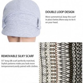 Newsboy Caps Chemo Hats for Women Bamboo Cotton Lined Newsboy Caps with Scarf Double Loop Headwear for Cancer Hair Loss - CA1...