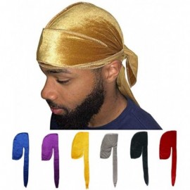 Baseball Caps Velvet Durag 360 Waves Extra Long Straps for Men - 24k Gold - C718AUT5TEC $16.12
