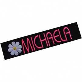 Headbands Personalized Daisy Girls Cotton Stretch Headband With Custom Name - Charcoal Band/Neon Pink Thread - CK1223X1J2B $1...