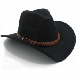 Cowboy Hats Winter Spring Western Cowboy Hat for Womem Men Wide Brim Cowgirl Jazz Cap with The Belt - 1 - CZ184XCS7T4 $20.20