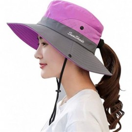 Sun Hats Women's Outdoor UV Protection Foldable Mesh Wide Brim Beach Fishing Hat - Purple for Adult - CT18SRCW7O8 $24.89